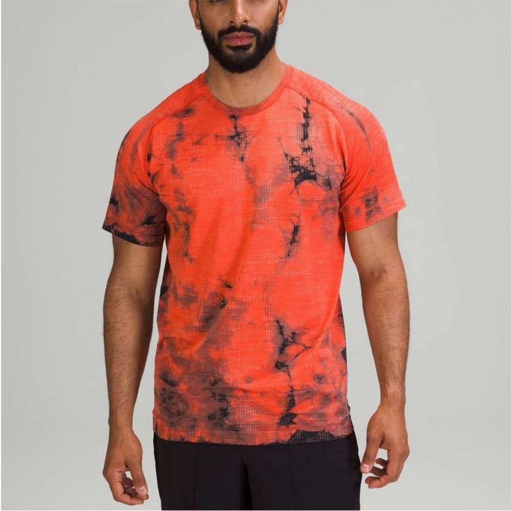 Lululemon Metal Vent Tech Short Sleeve Shirt 2.0 Orange Disconnect Marble Dye L